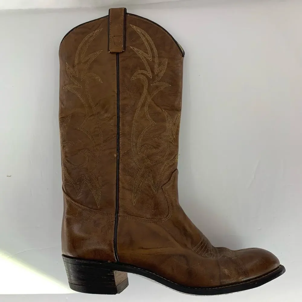 Texas Brand Western Cowboy Boots Brown Men's Size 9M